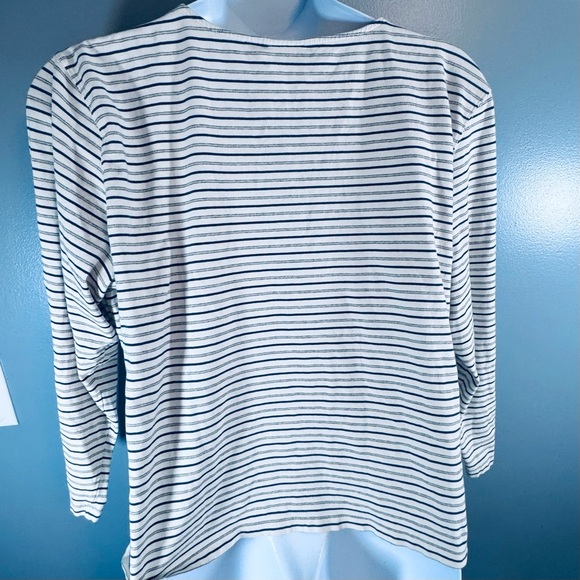 Liz Claiborne Woman Striped Knit Top | Size 3X | Navy & Ivory Long Sleeve - Picture 5 of 12